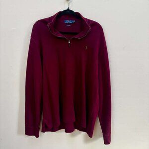 Polo Ralph Lauren Men's Estate Rib Cotton Quarter-Zip Pullover Sweater Maroon L
